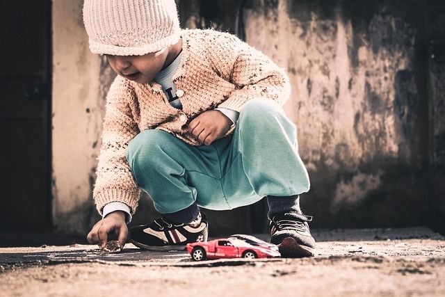 A small red toy car